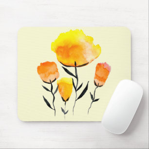 Happy orange and yellow flowers mouse pad