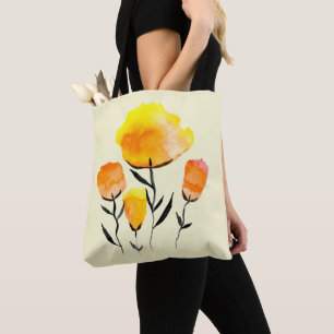 Happy orange and yellow flowers tote bag