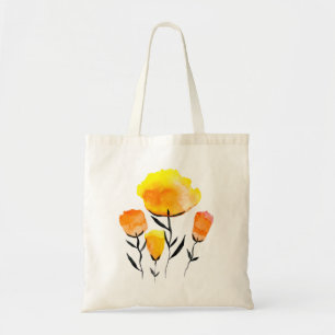 Happy orange and yellow flowers tote bag