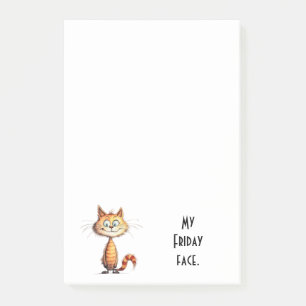 Happy Orange Cartoon Cat My Friday Face Post-it Notes