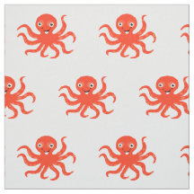 Happy Orange Cartoon Octopus