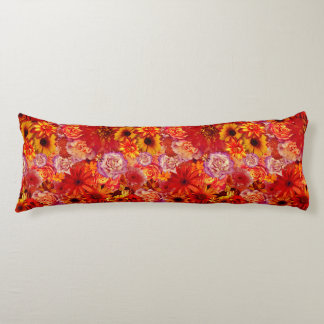 Happy Orange Flower Field Garden Body Cushion