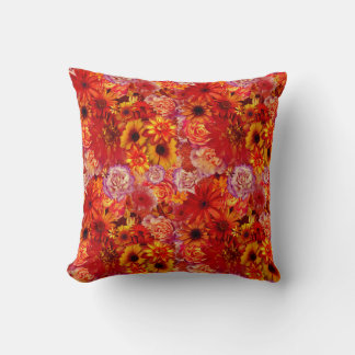 Happy Orange Flower Field Garden Cushion