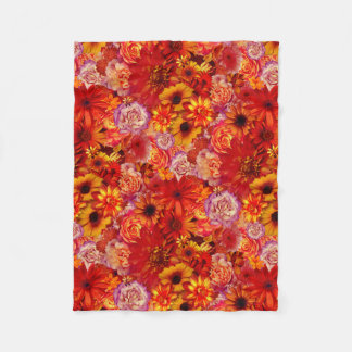Happy Orange Flower Field Garden Fleece Blanket