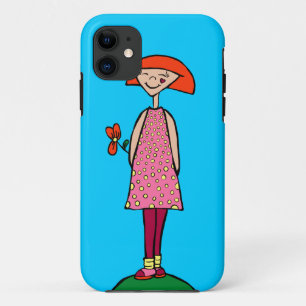 Happy Orange Haired Girl with Orange Flower iPhone 11 Case