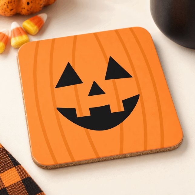 Happy Orange Jack o Lantern Smiling Face Coaster (Creator Uploaded)