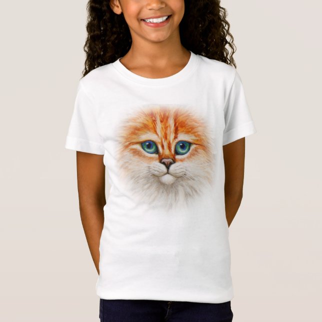 Happy Orange Tabby Cat Face T-Shirt (Front)