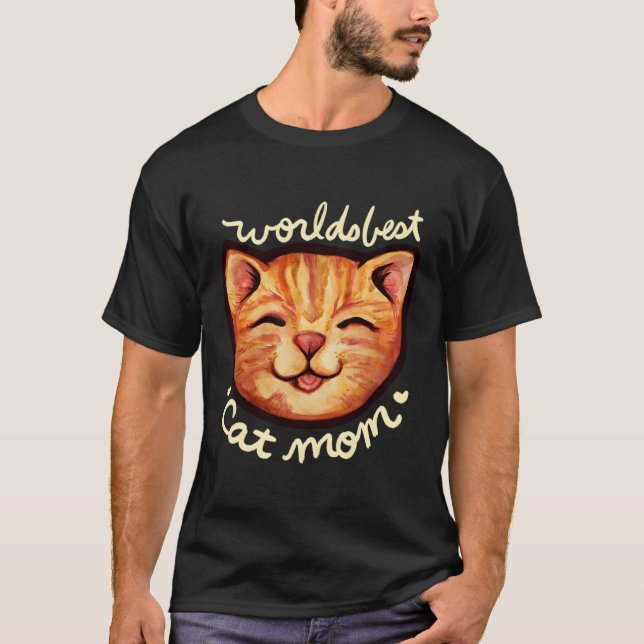 Happy Orange Tabby Cat Mum T-Shirt (Front)
