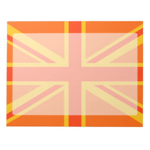 Happy Orange Union Jack British Flag Swag Notepad