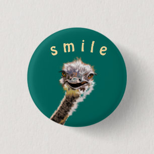 Happy Ostrich - Add Your Colour / Text 3 Cm Round Badge