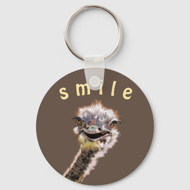 Happy Ostrich - Choose your favourite colours Key Ring (Front)