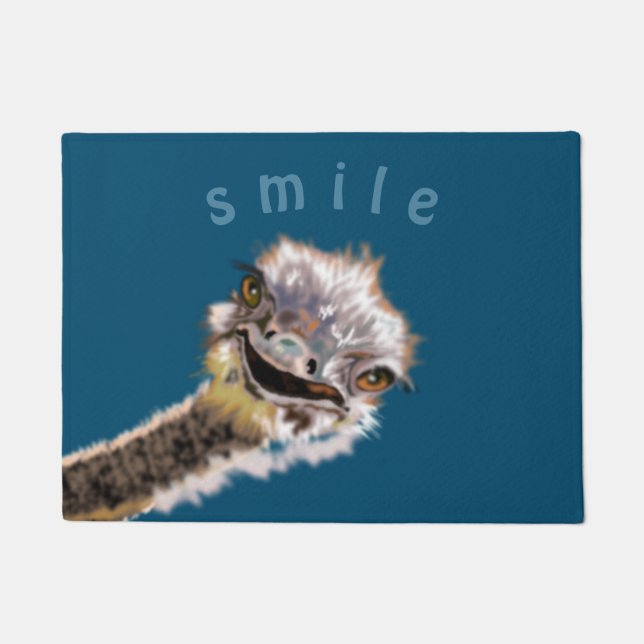 Happy Ostrich Doormat (Front)