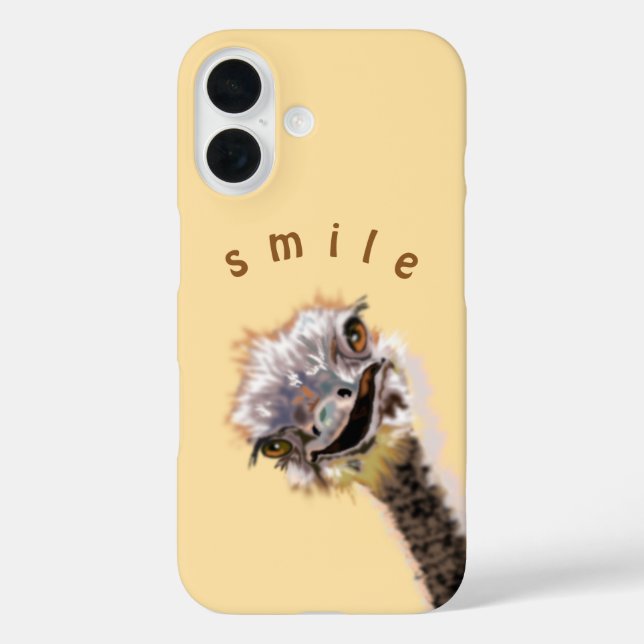Happy Ostrich Funny iPhone Case - Custom Text (Back)