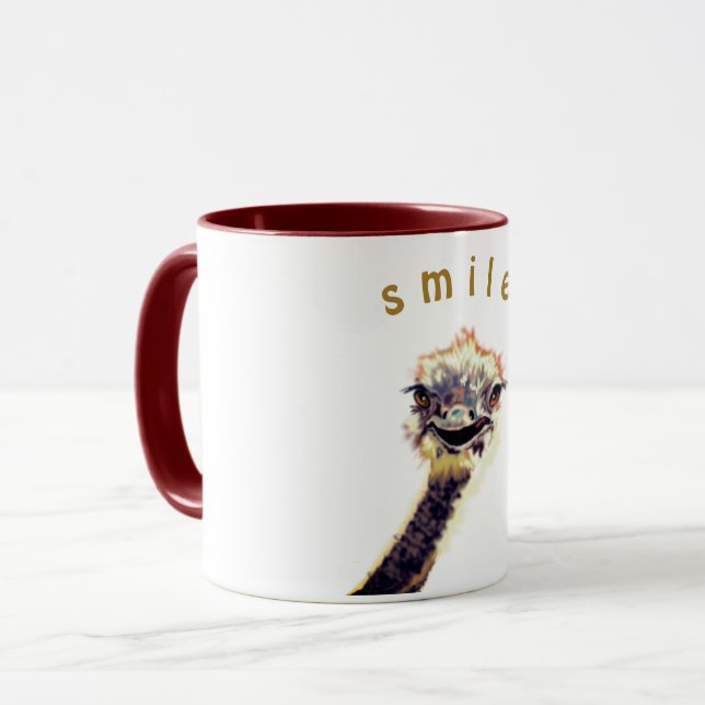 Happy Ostrich - Funny - Smile - Painting Mug (Front Left)