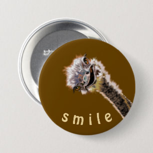 Happy Ostrich - Smile - Be Happy - Add Your Colour 7.5 Cm Round Badge
