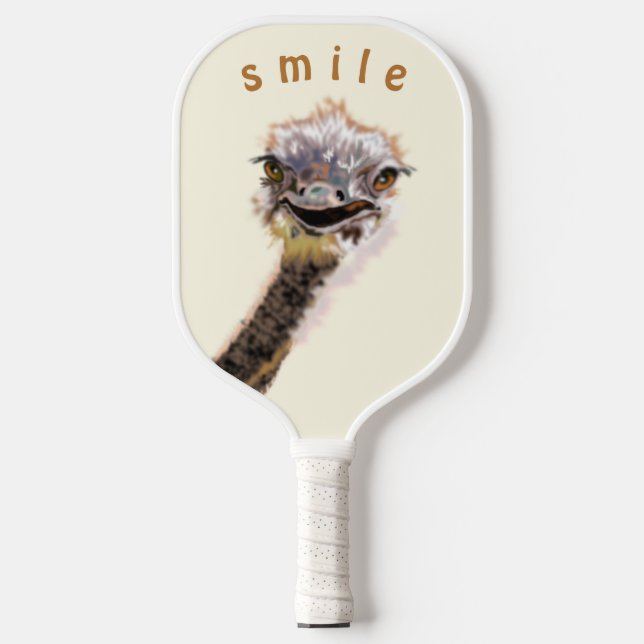 Happy Ostrich Smile Pickleball Paddle Funny (Front)