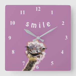 Happy Ostrich - Square Wall Clock
