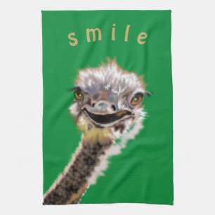 Happy Ostrich Tea Towel
