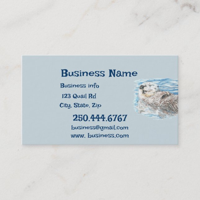 Happy Otter Animal Business Logo Business Card (Front)