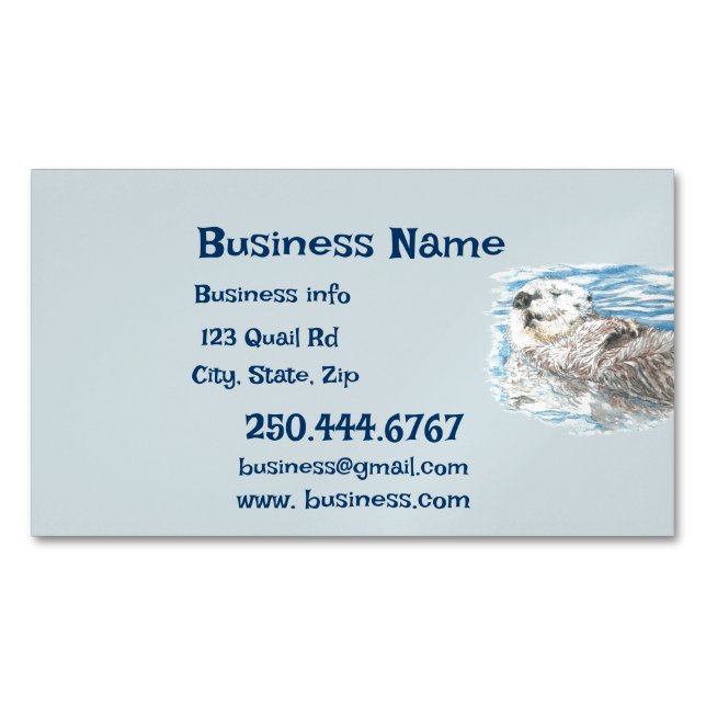 Happy Otter Animal Business Logo Business Card (Front)