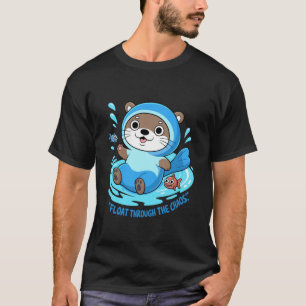 Happy Otter Splashing in Water with Fish Friends T-Shirt