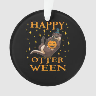 Happy Otterween Cute Sea Otter Halloween Costume Ornament