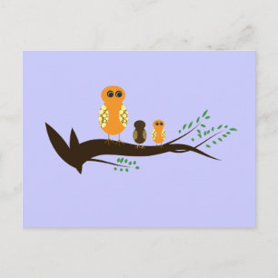 Happy Owl Family Postcard