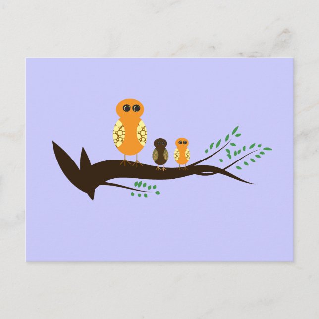 Happy Owl Family Postcard (Front)