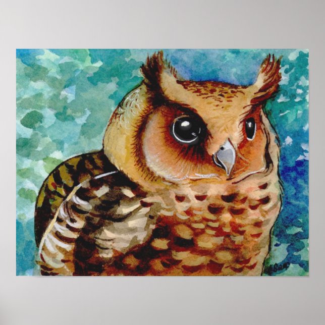 Happy Owl Watercolor Print (Front)