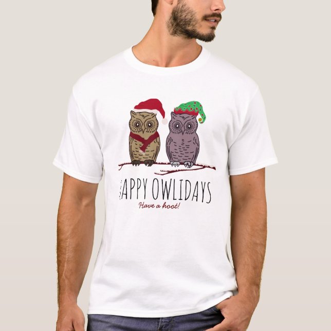 Happy Owlidays, Festive T-Shirt (Front)