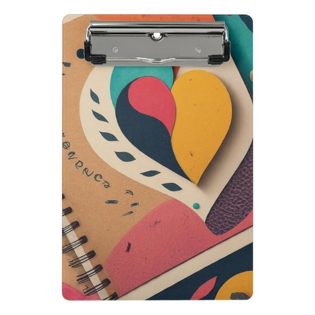 Happy Paly Flame Heart-Designed Mini Clipboard (Front)
