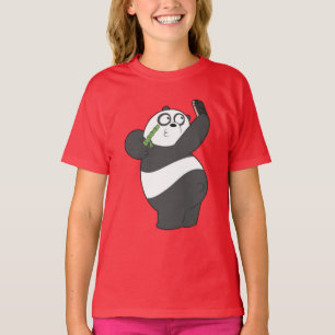 Happy Panda Dancing with Bamboo Kids T-Shirt