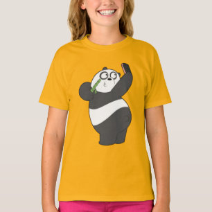 Happy Panda Dancing with Bamboo Kids T-Shirt