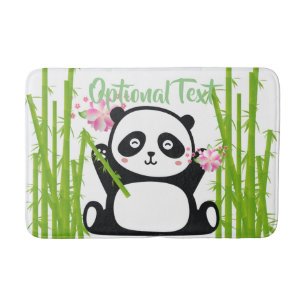 Happy Panda with Bamboo & Cherry Blossom  Bath Mat
