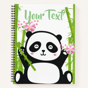 Happy Panda with Bamboo & Cherry Blossom   Notebook