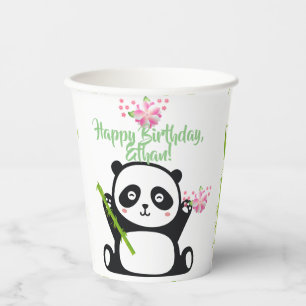 Happy Panda with Bamboo & Cherry Blossom Paper Cups