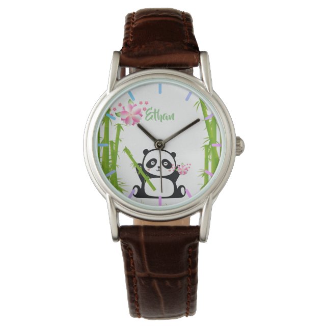 Happy Panda with Bamboo & Cherry Blossom  Watch (Front)