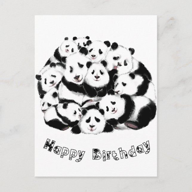 Happy Pandas Funny Birthday Card (Front)