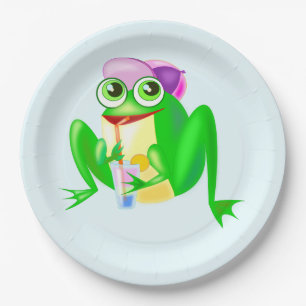 Happy Party Frog Paper Plate