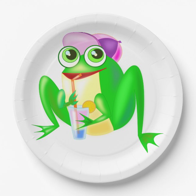 Happy Party Frog Paper Plate (Front)