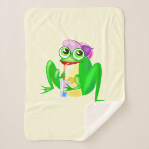 Happy Party Frog Sherpa Blanket