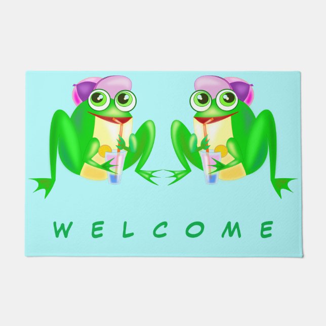 Happy Party Frog - Welcome Doormat (Front)