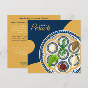 Happy Passover  Beautiful Seder Pesach Invitation