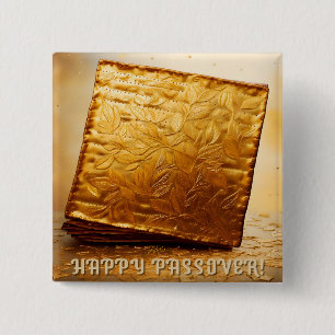 Happy Passover! Golden Matzah 15 Cm Square Badge