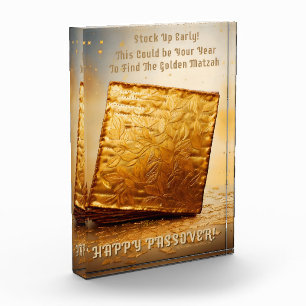 Happy Passover! Golden Matzah Photo Block