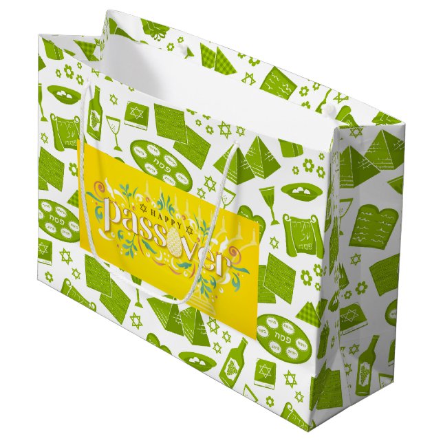 Happy Passover  Large Gift Bag (Front Angled)