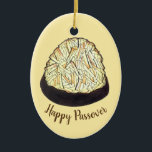 Happy Passover Macaroon Cookie Jewish Holiday Food Ceramic Tree Decoration<br><div class="desc">Design features an original illustration of a chocolate-dipped coconut macaroon cookie. A traditional dessert during the Jewish holiday of Passover. This design is also available on other products. Lots of additional food prints are also available from this shop. Don't see what you're looking for? Need help with customisation? Contact Rebecca...</div>