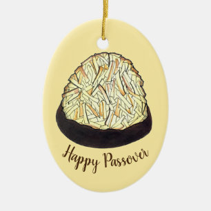 Happy Passover Macaroon Cookie Jewish Holiday Food Ceramic Tree Decoration