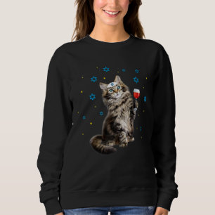 Happy Passover Maine Coon Cat Seder Jewish Holida Sweatshirt