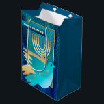 Happy Passover. Menorah and Peace Doves  Medium Gift Bag<br><div class="desc">Happy Passover / Shalom at Pesach. Menorah and Peace Dove design with gold foil embellishments Passover Gift Paper Bags. Matching cards and gifts available in the Jewish Holidays / Passover Category of our store.</div>